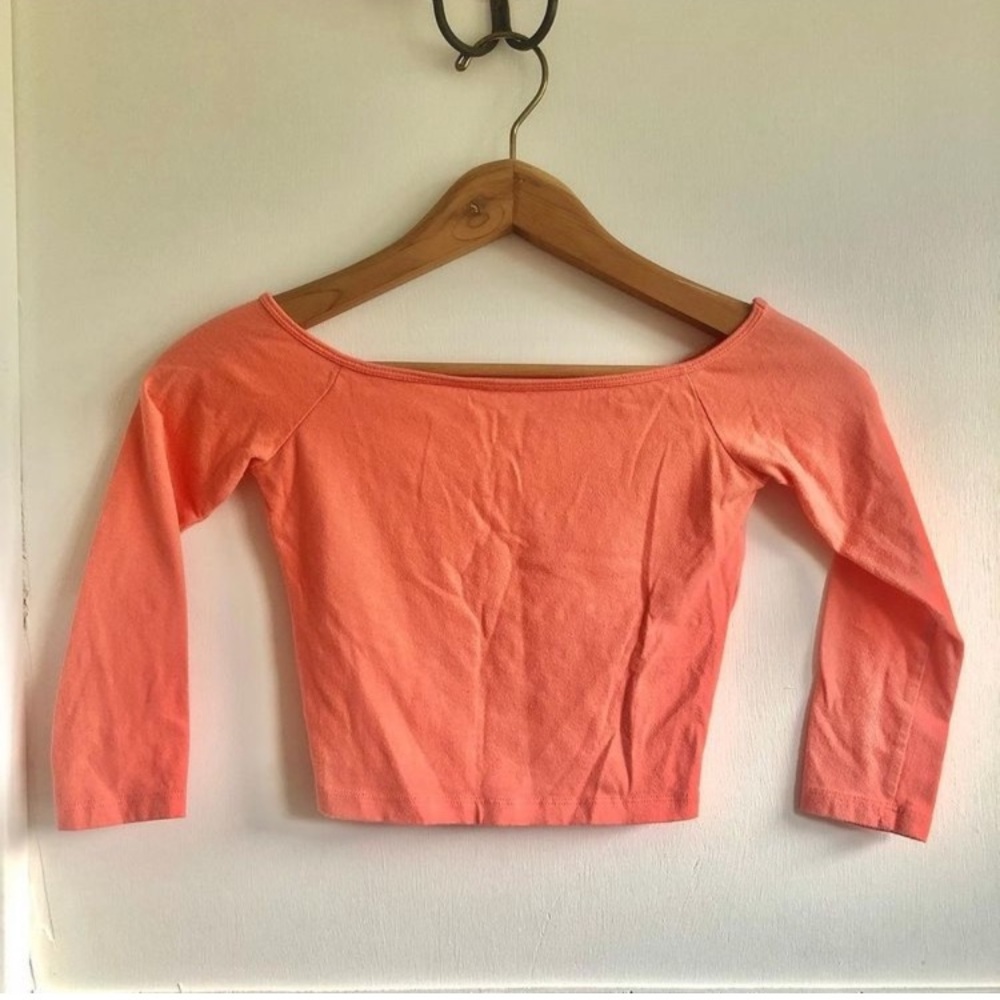 Hollister Peach Off Shoulder Crop Top | Stretch Cotton Size XS